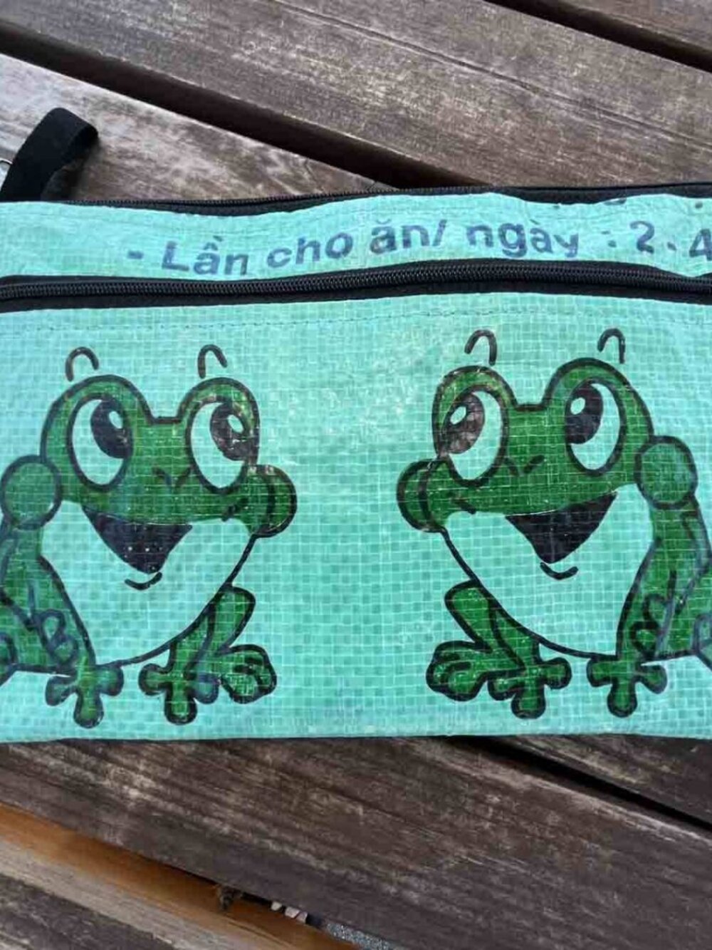 Green Frog Recycled Double Zip Pouch